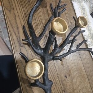 Elegant Black and Gold  Metal Candle Holder